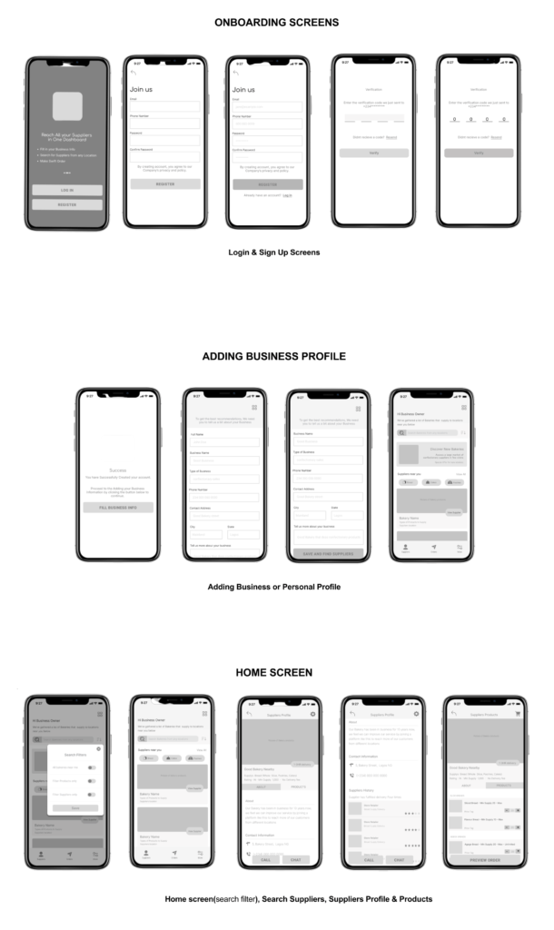 Onboarding screens