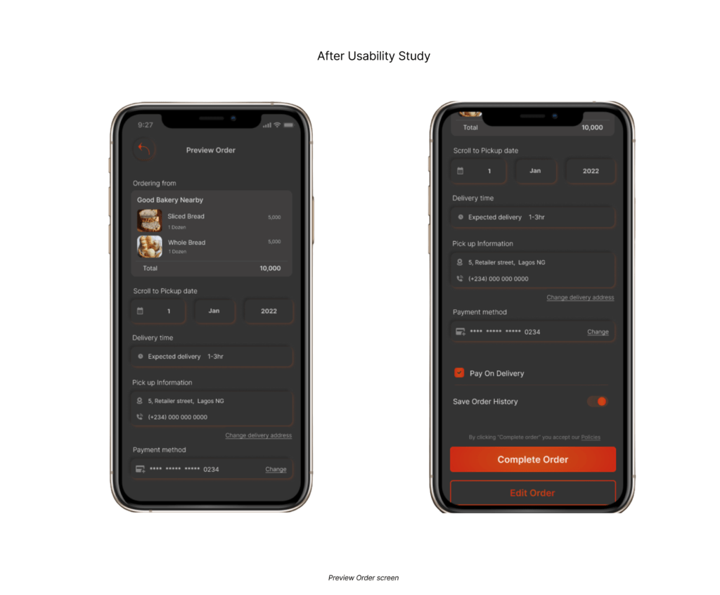 after usability studies preview order screen